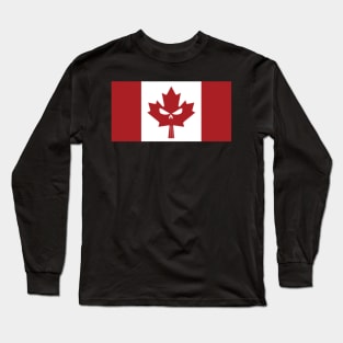 Niche Skull Island Mod Art  Canadian Skull Flag Long Sleeve T-Shirt